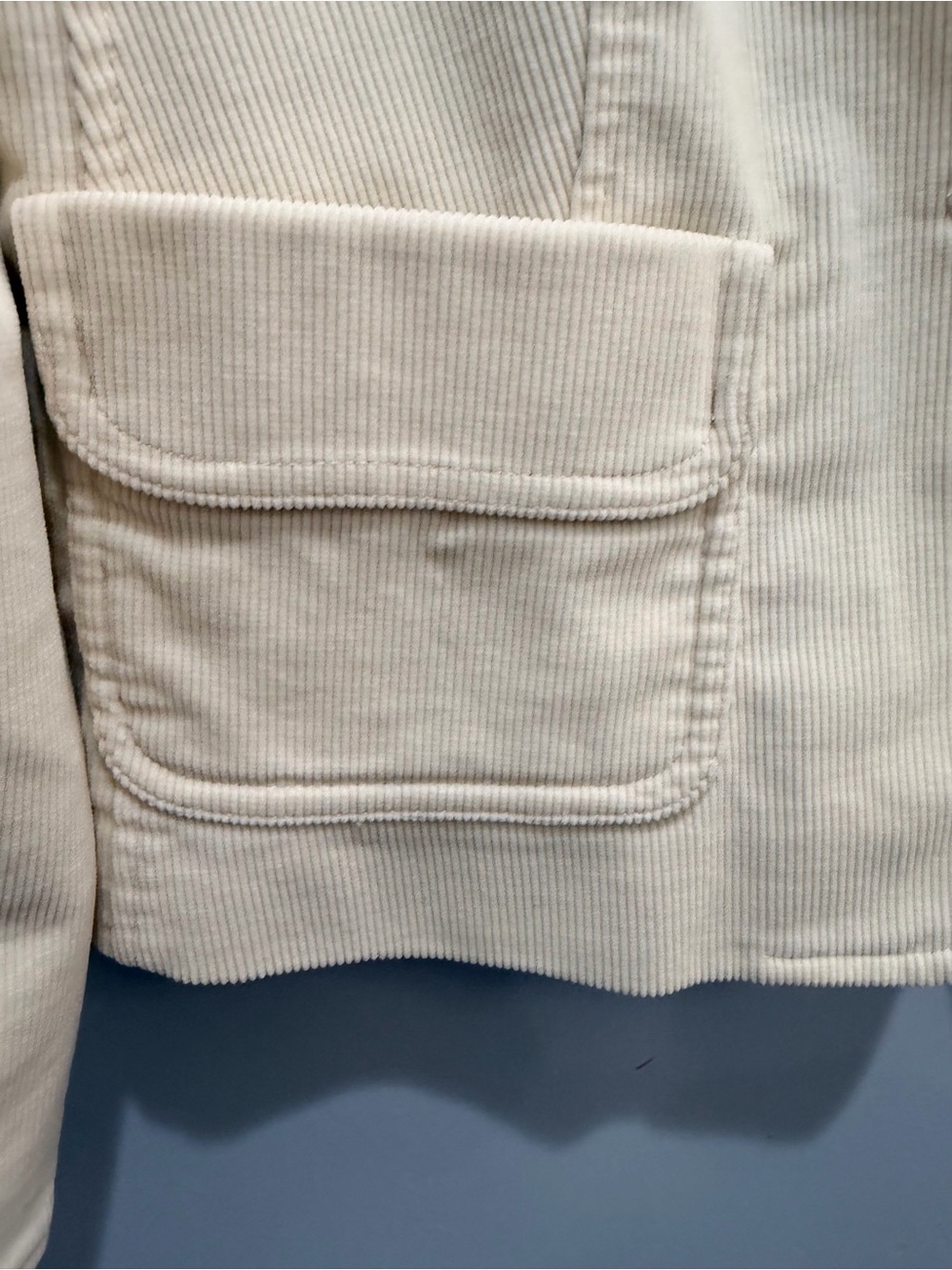 Talbots Vintage Style Ivory Corduroy Button Front Jacket Blue Damask Lining Sz 8 - Picture 4 of 11